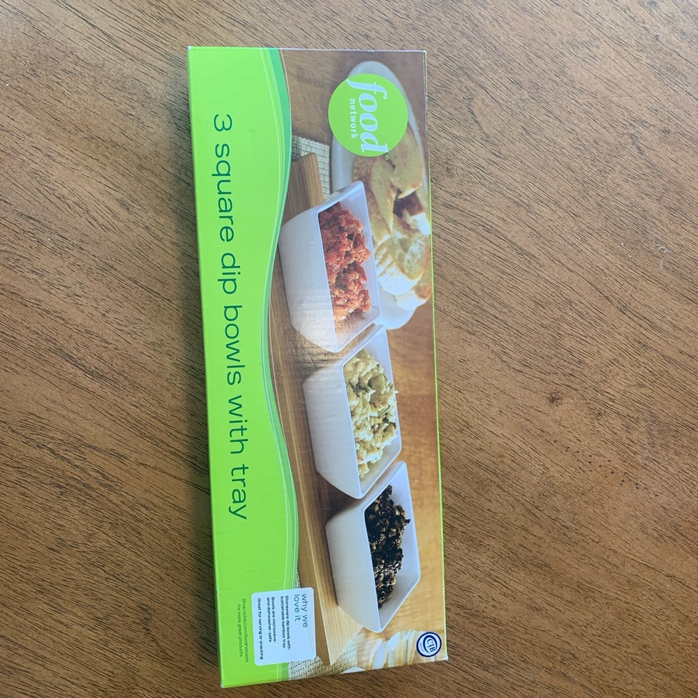 Food Network 3 Square Dip Bowls with Tray
